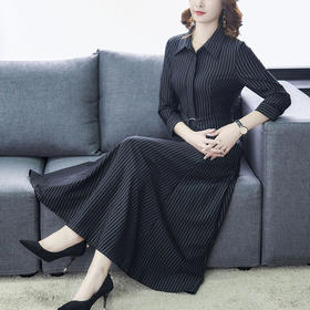 AHM-ym3996气质时尚过膝收腰大摆长裙