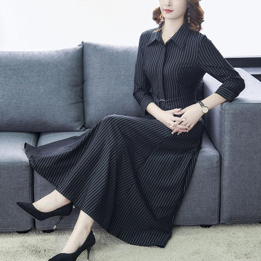 AHM-ym3996气质时尚过膝收腰大摆长裙 商品图0