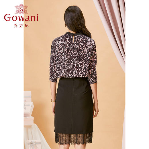 乔万尼春季时尚撞色小立领浪漫印花衬衫ES1C022 商品图3