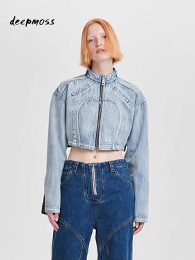 deepmoss 浅蓝立领牛仔短夹克 lt20ssCT06YNZ2-1