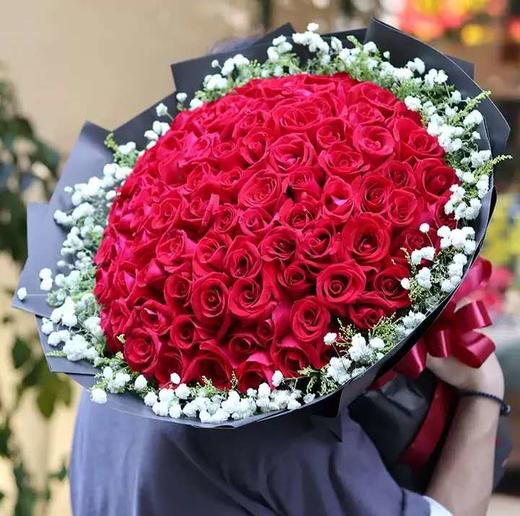 浪漫情怀     99支红玫瑰，满天星，黄莺搭配(1885) 商品图0