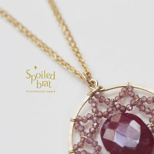 spoiledbrat jewelry捕梦网系列圆型红宝石石榴石项链 商品图2