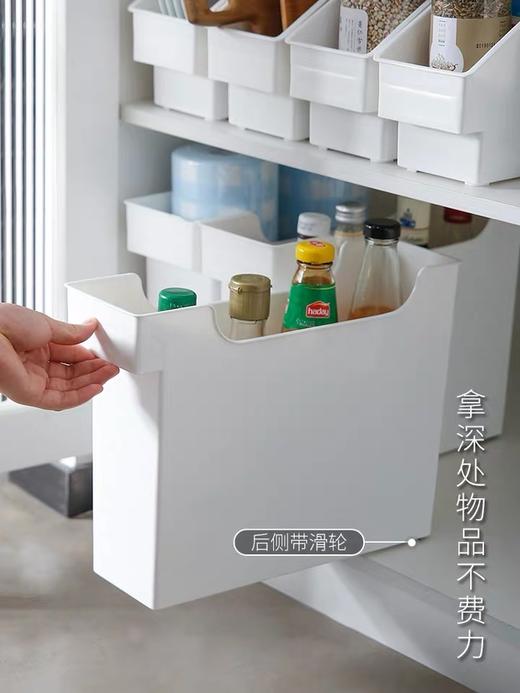 日本霜山带轮厨房置物箱缝隙收纳车碗碟锅盖橱柜水槽调味品整理箱 商品图3