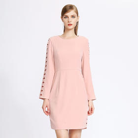 EITIE爱特爱女装秋款时尚简约修身镂空收腰短款包臀一步裙连衣裙