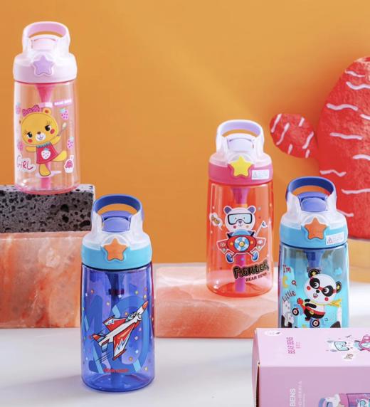 熊本士儿童水杯防漏吸管杯宝宝水壶幼儿园防摔小学生便携 商品图0