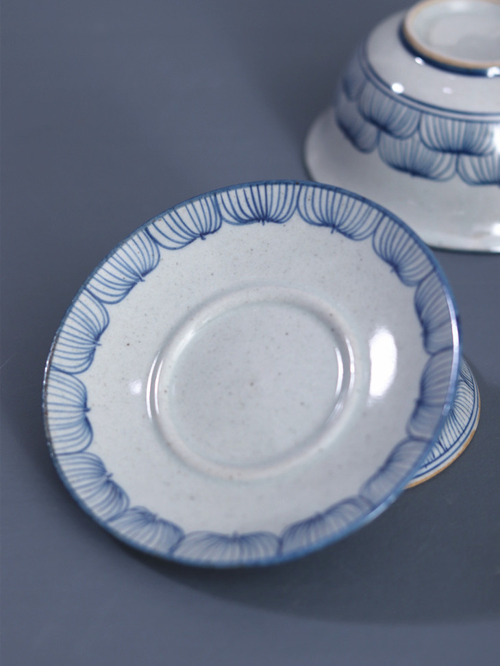 景德镇传统手绘青花海浪莲花缠枝莲盖碗公道杯三才碗泡茶碗分茶器复古