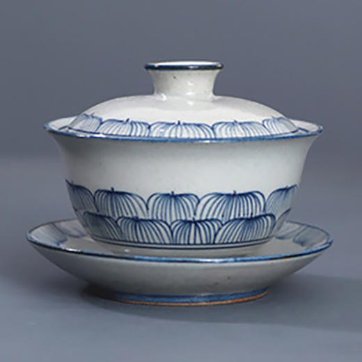 「景德镇传统手绘青花海浪 莲花 缠枝莲 盖碗公道杯」三才碗 泡茶碗 分茶器 复古茶具礼品 商品图3