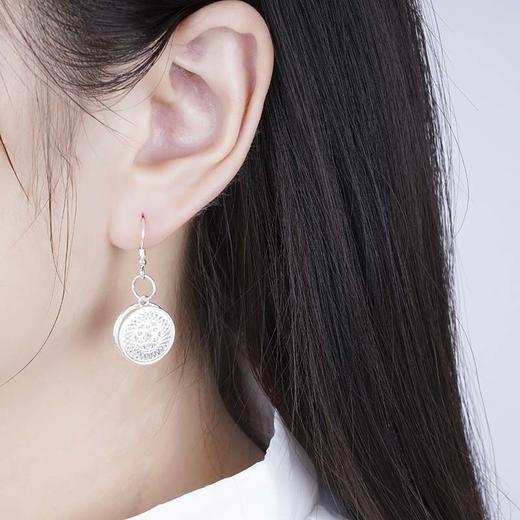 S990银太阳鼓耳环【WBEH010】花丝203 商品图1