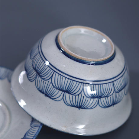 「景德镇传统手绘青花海浪 莲花 缠枝莲 盖碗公道杯」三才碗 泡茶碗 分茶器 复古茶具礼品 商品图4