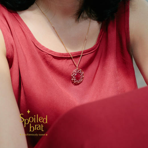 spoiledbrat jewelry捕梦网系列圆型红宝石石榴石项链 商品图5
