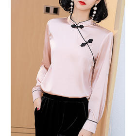 NYT-6005新款时尚真丝弹力缎衬衣时尚盘扣桑蚕丝衬衫