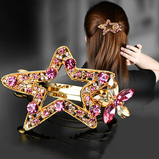 LBE-thj941星星头饰女韩国网红ins短发神器发卡一字夹横夹中号成年半扎发夹 商品图9