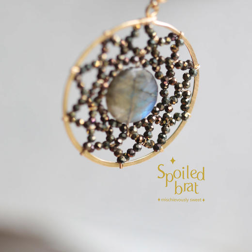 spoiledbrat jewelry捕梦网系列圆型斜长石尖晶石耳环 商品图2