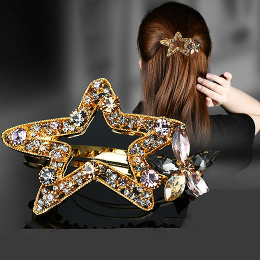 LBE-thj941星星头饰女韩国网红ins短发神器发卡一字夹横夹中号成年半扎发夹 商品图7