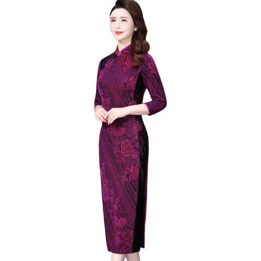 WXY-6521新款女士高贵旗袍气质礼服连衣裙 商品图3