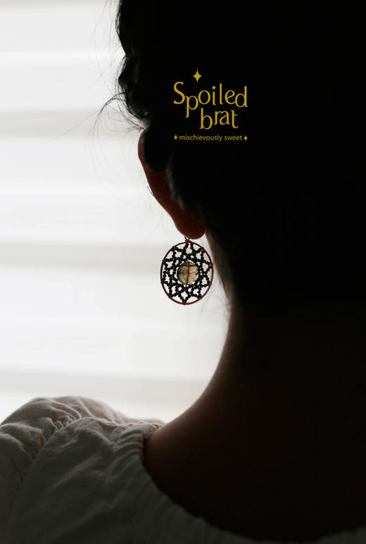 spoiledbrat jewelry捕梦网系列圆型斜长石尖晶石耳环 商品图4