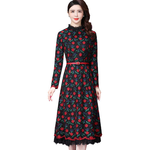 WXY-8602新款韩版蕾丝拼接法式复古刺绣内搭中长裙子 商品图3