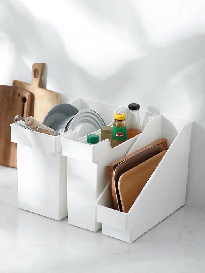 日本霜山带轮厨房置物箱缝隙收纳车碗碟锅盖橱柜水槽调味品整理箱