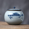 「楚瓷青花手绘陶瓷茶叶罐」小茶叶罐 手绘鲑鱼 柿柿如意陶瓷储茶罐陶瓷罐子 商品缩略图0