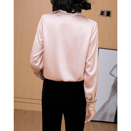 NYT-6005新款时尚真丝弹力缎衬衣时尚盘扣桑蚕丝衬衫 商品图3