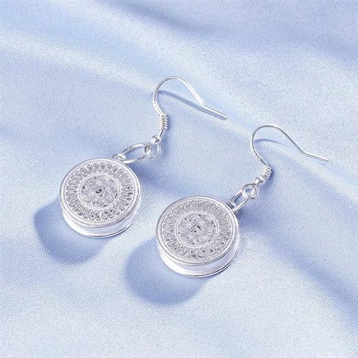 S990银太阳鼓耳环【WBEH010】花丝203 商品图0