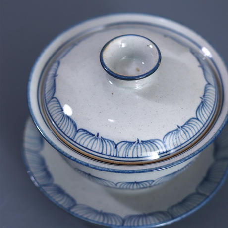 「景德镇传统手绘青花海浪 莲花 缠枝莲 盖碗公道杯」三才碗 泡茶碗 分茶器 复古茶具礼品 商品图2