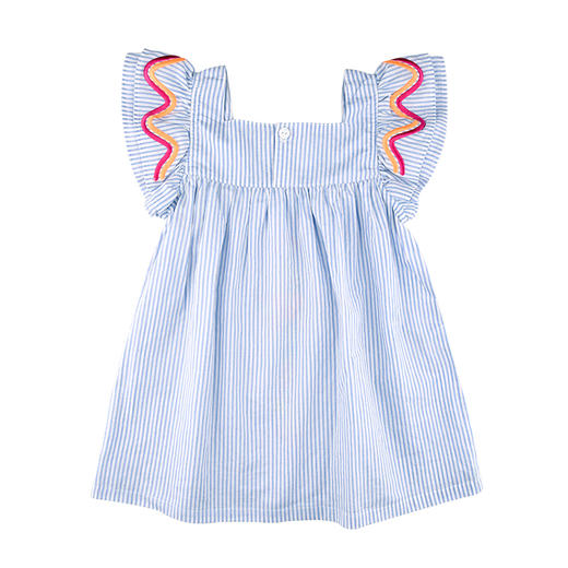 棉果果夏季女童条纹方领短袖连衣裙M222701220345 商品图5