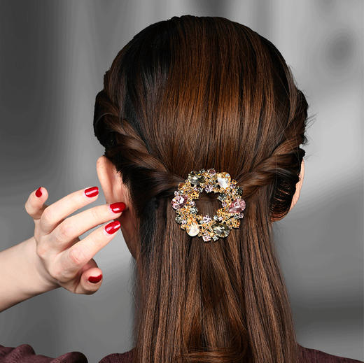 上海旗袍厂LBE-thj944发夹横夹中号半扎发弹簧夹水晶水钻后脑勺女士韩式顶夹简约风气质 商品图1