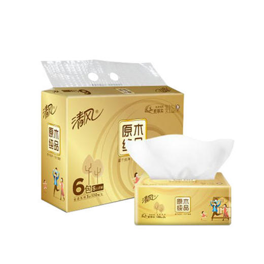 130抽清风原木金装面纸整提  6包加入购物车下单发整提 商品图1