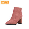 Safiya/索菲娅冬季简约尖头粗跟高跟短靴女靴SF84116086 商品缩略图0