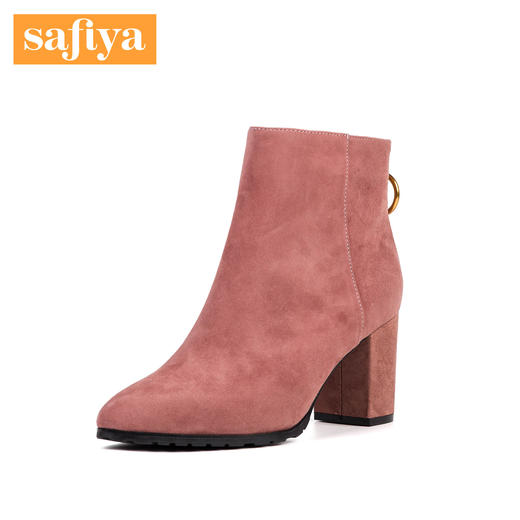 Safiya/索菲娅冬季简约尖头粗跟高跟短靴女靴SF84116086 商品图0
