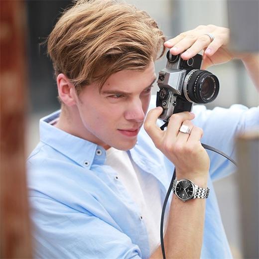 依波(EBOHR)日历钢带商务大气简约实心机械男表5101 商品图4