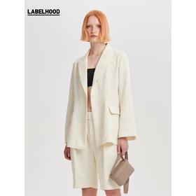 deepmoss2020春夏新款乳白色修身简约长袖西装外套女 dm20ssCT02AM