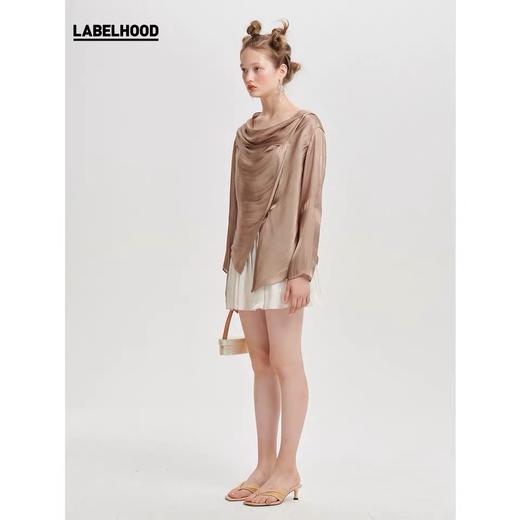 deepmoss2020春夏新款 纯色高腰设计感象牙白水泽裙裤半身裙 dm20ssPS01X5 商品图4