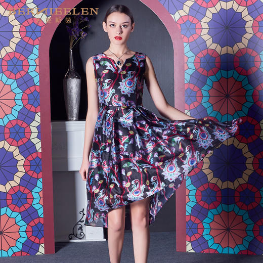 【伯妮斯茵】2S6851--黑色 连衣裙--吉祥的巴旦姆纹--《智慧之光--波斯艺术》 商品图2