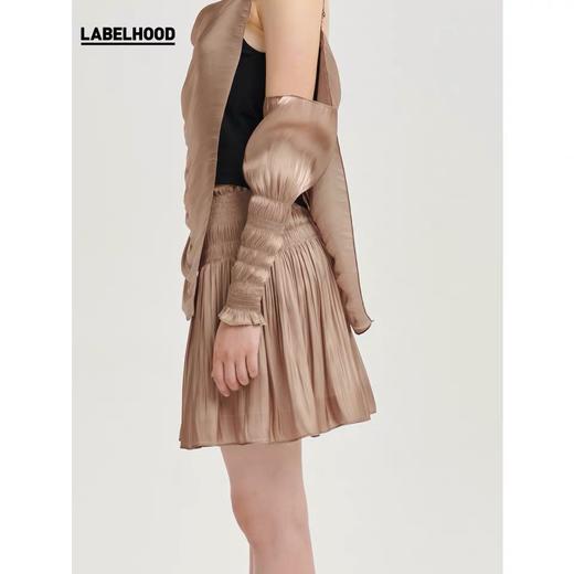 deepmoss2020春夏新款 高腰纯色拿铁水泽感裙裤半身裙 dm20ssPS01X3 商品图4