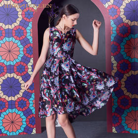 【伯妮斯茵】2S6851--黑色 连衣裙--吉祥的巴旦姆纹--《智慧之光--波斯艺术》