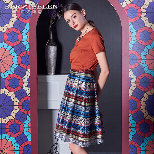 【伯妮斯茵】2B6861--蓝色 半裙  《高处的召唤》源自波斯艺术 商品图0