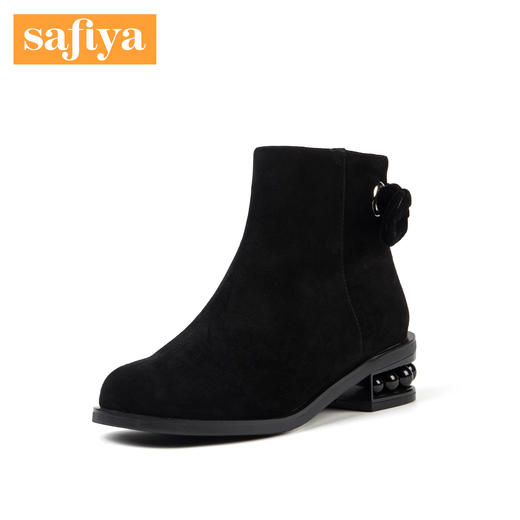 Safiya索菲娅冬季低跟珍珠舒适侧拉链短靴女靴子SF84116082 商品图0