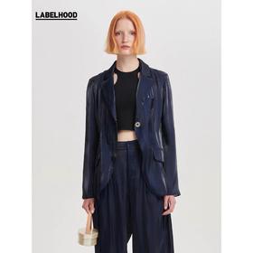 deepmoss2020春夏新品 雾蓝水泽西装外套女中长款 dm20ssCT05X6