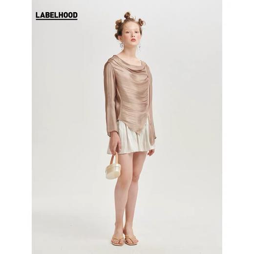 deepmoss2020春夏新款 纯色高腰设计感象牙白水泽裙裤半身裙 dm20ssPS01X5 商品图2