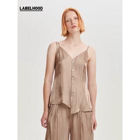 deepmoss2020春夏新款 设计感拿铁贝母水泽吊带衫 dm20ssTP10X3