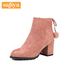 Safiya/索菲娅冬季款毛球装饰舒适粗高跟短靴女SF84116010 商品缩略图2