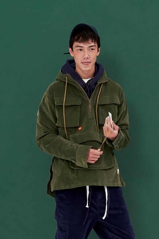 ANB ANB019AW042 半拉链套头灯芯绒水洗带帽夹克（2色） 商品图2