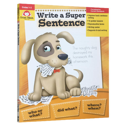 【Evan-Moor Best】 Write a Super Sentence Grade 1-3 段落写作练习 一至三年级  美国加州原版教辅 商品图0