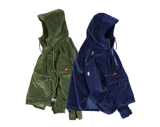 ANB ANB019AW042 半拉链套头灯芯绒水洗带帽夹克（2色） 商品图3