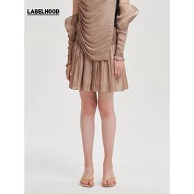 deepmoss2020春夏新款 高腰纯色拿铁水泽感裙裤半身裙 dm20ssPS01X3