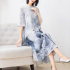 NYT-RB8888新款中国风立领长裙定位印花桑蚕丝仙女气质 商品缩略图0