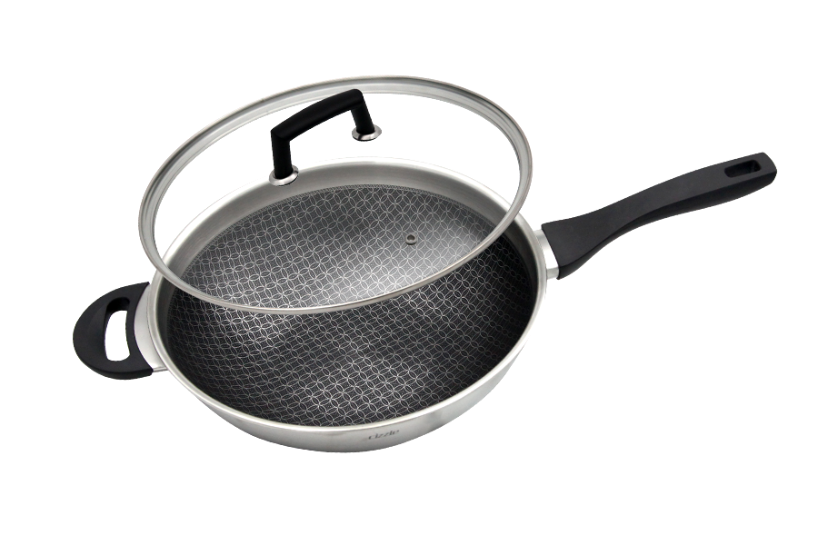 cizzle喜时【安馨】精雕网纹炒锅不粘锅不锈钢煎盘煎牛排家用平底锅炒菜锅30cm