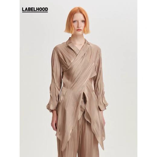 deepmoss2020春夏新品 设计感纯色水泽交叠衬衫女上衣 dm20ssSH07X3 商品图0